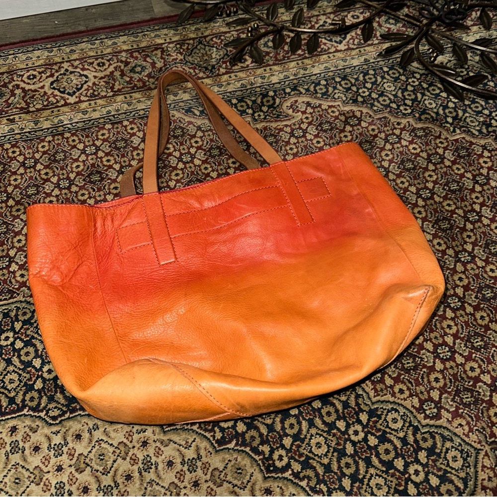 Holding Horses Orange and Red Leather Tote